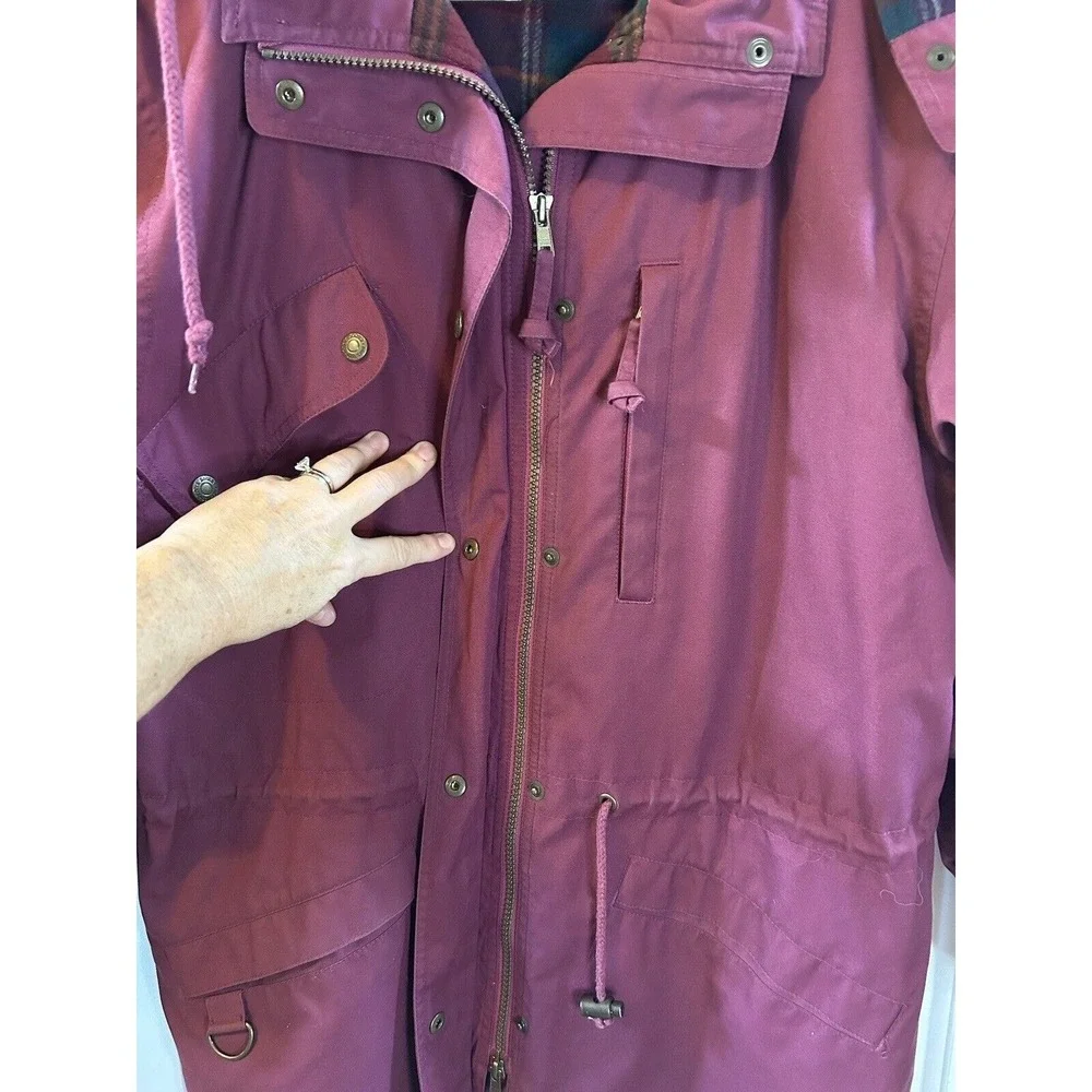 EDDIE BAUER WOMENS Purple Plum POLYESTER GORETEX ANORAK Plaid Lined JACKET SZ M